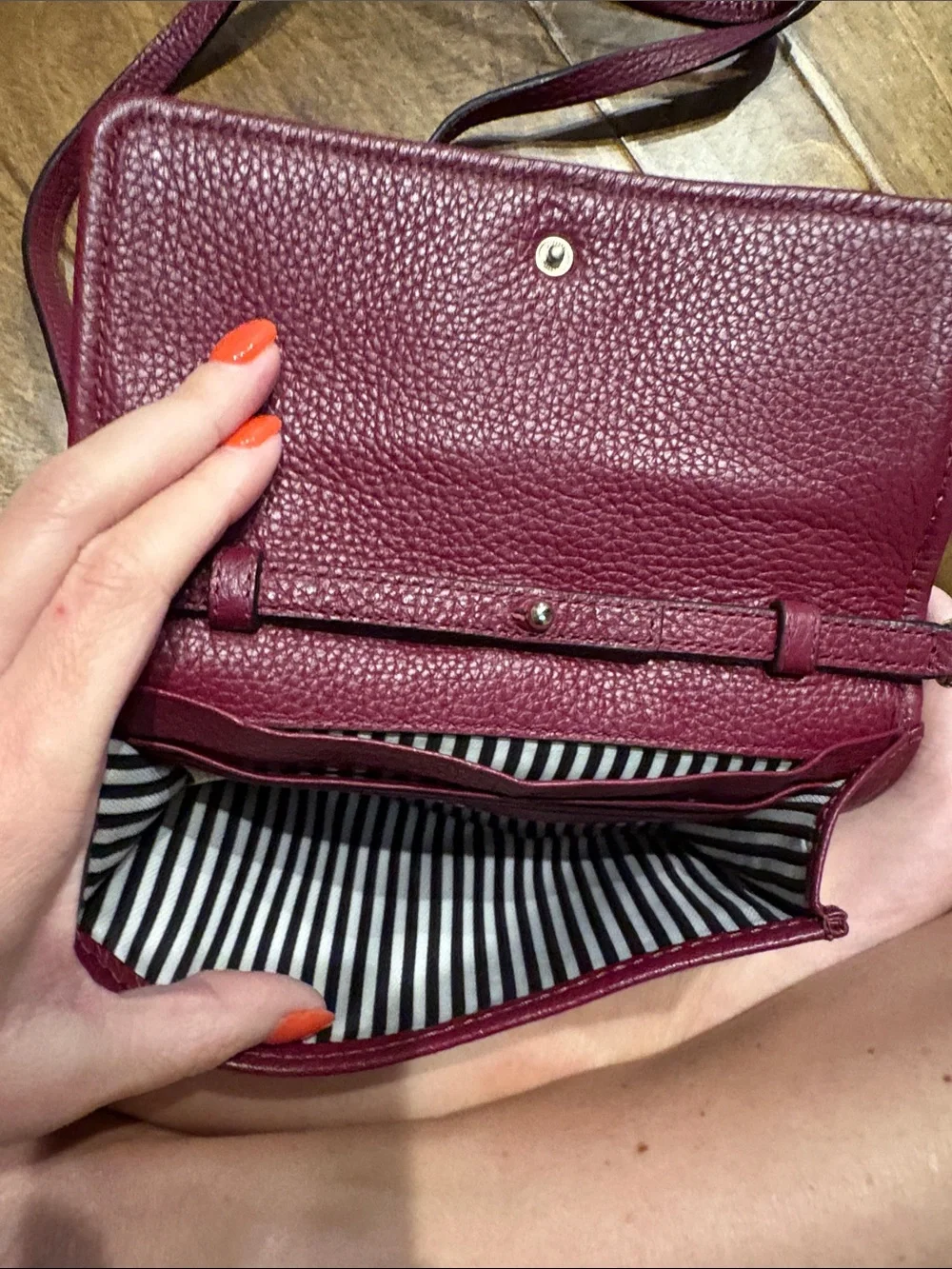 kate spade Pebbled Leather Crossbody in Berry